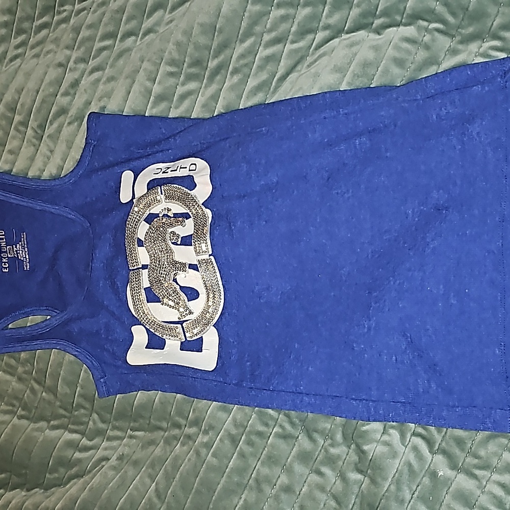 Ecko Unltd. Sleeveless blue top with sequin details​ size large